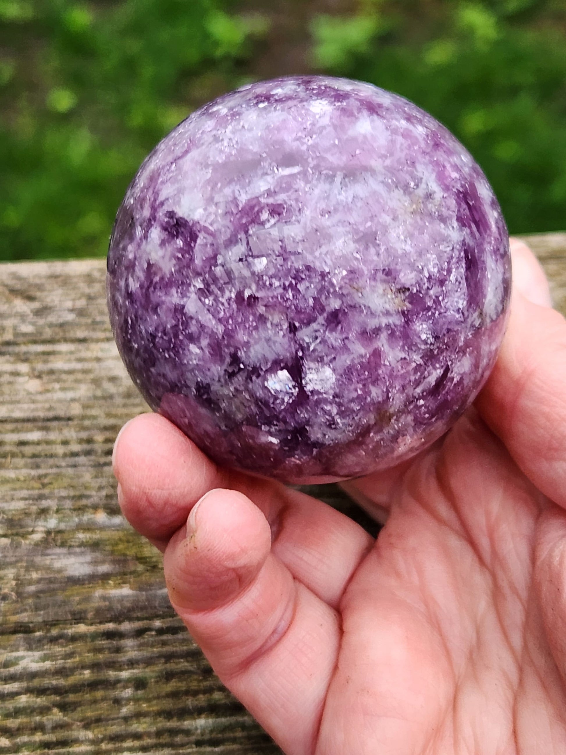 AAA Dark Purple Lepidolite Crystal Sphere with Mica