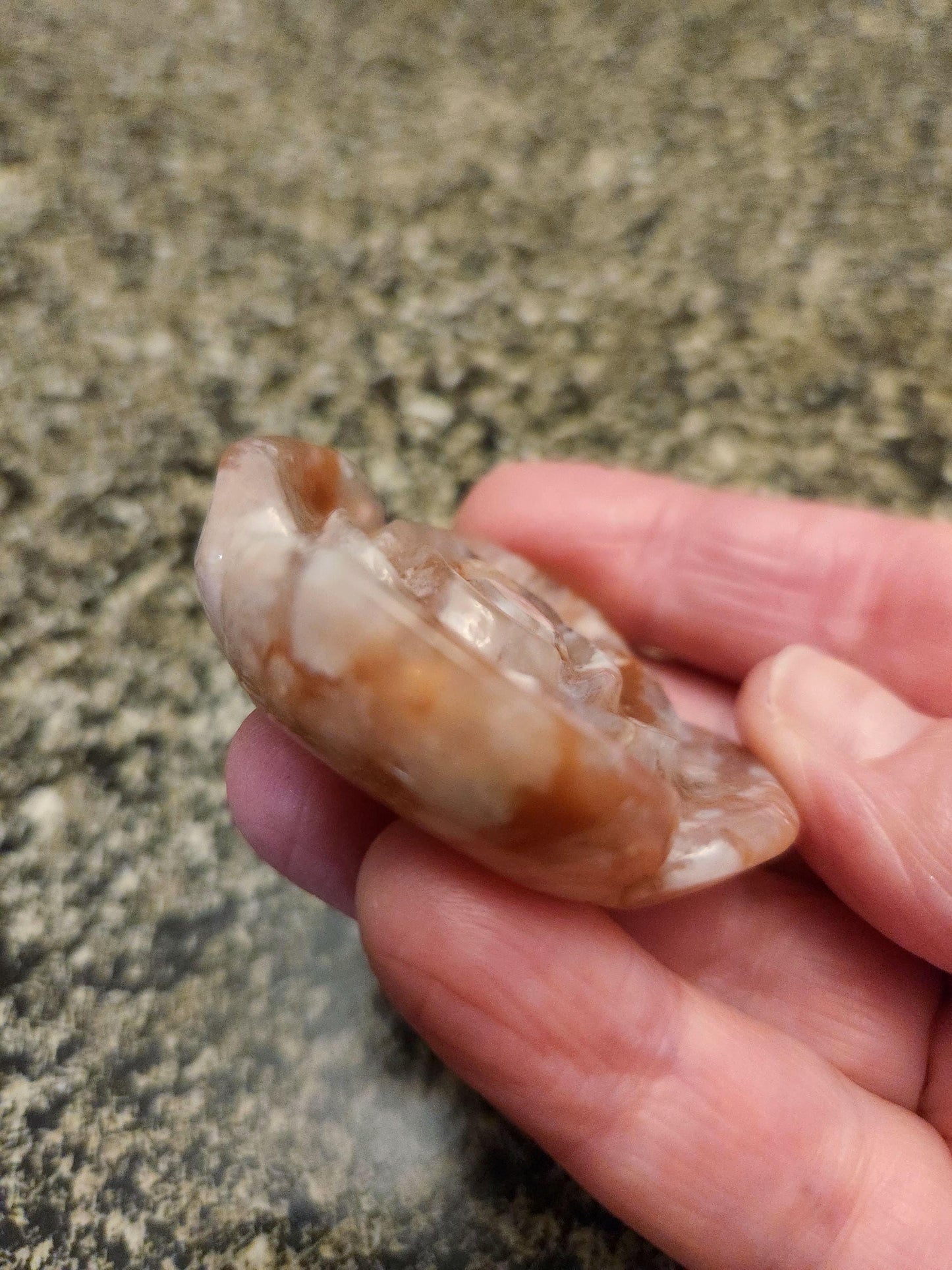 Flower Agate Crystal Carved Rose Bud: Pink, Red, and White Plumes