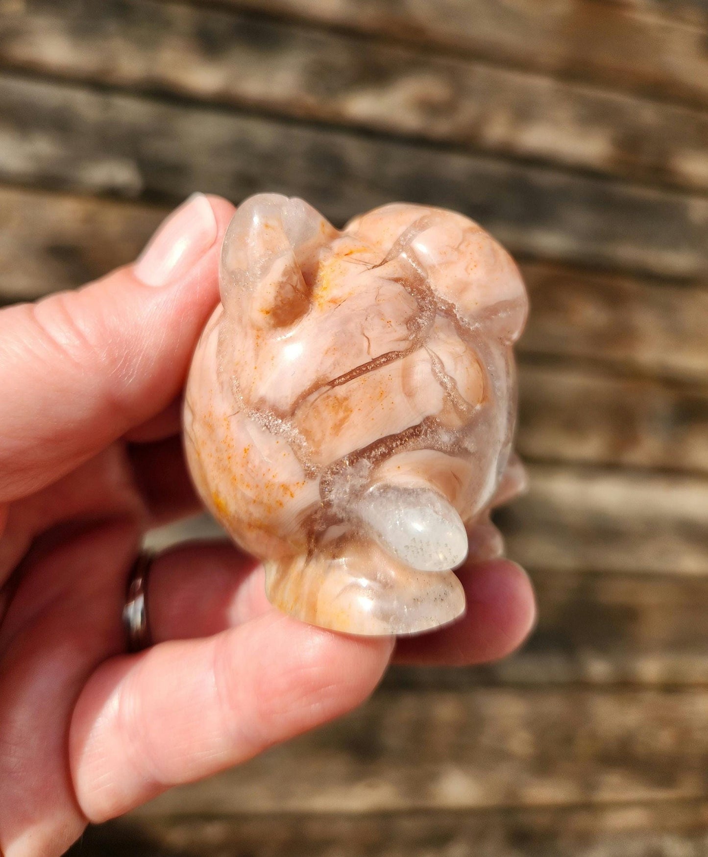 Super Cute Jiggly Puff with High Polish in Brecciated Sakura Pink Agate with Quartz & Druzy, Pokemon