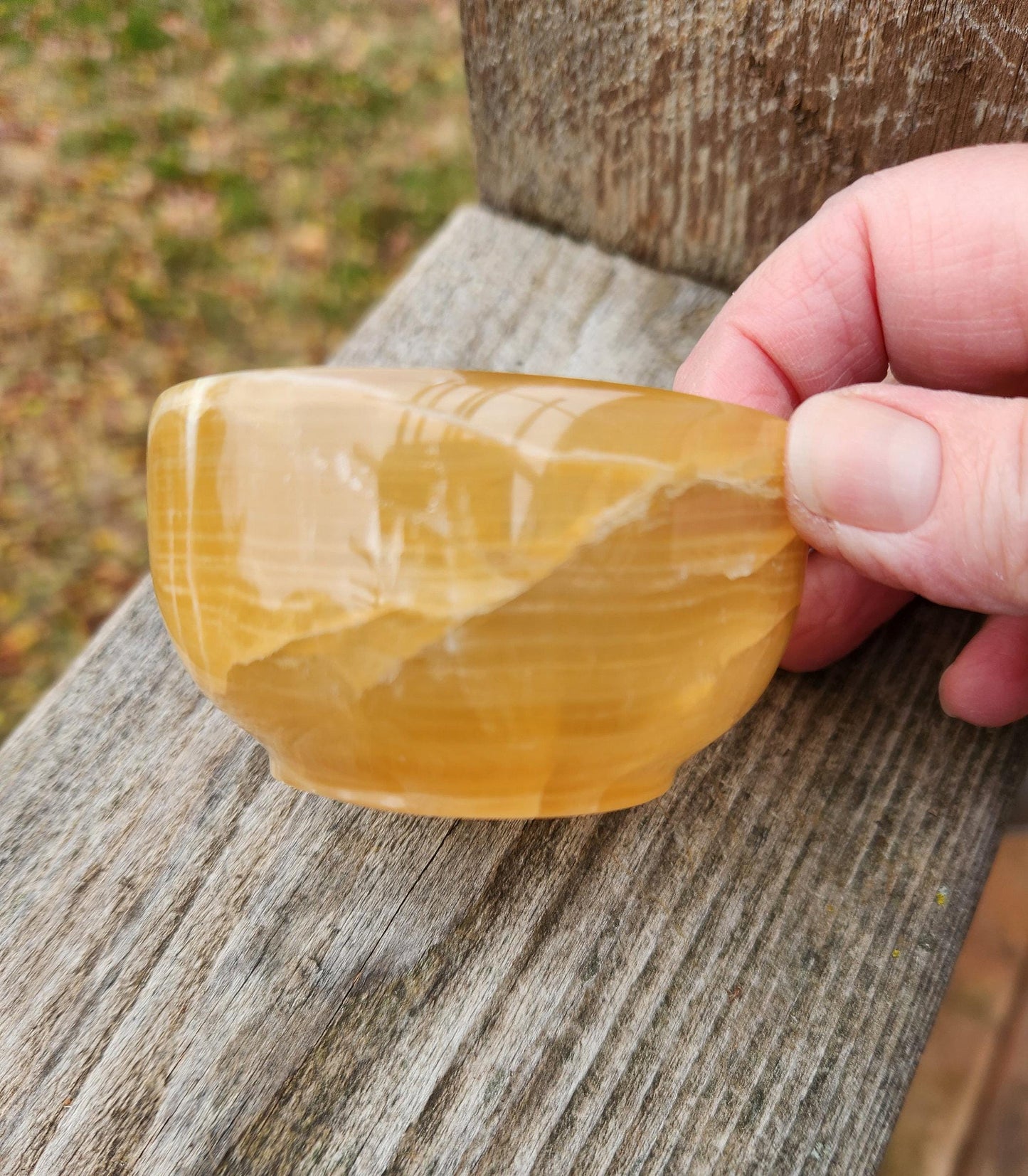 AAA Honey Calcite Crystal Bowl: Golden Tans, High Polish