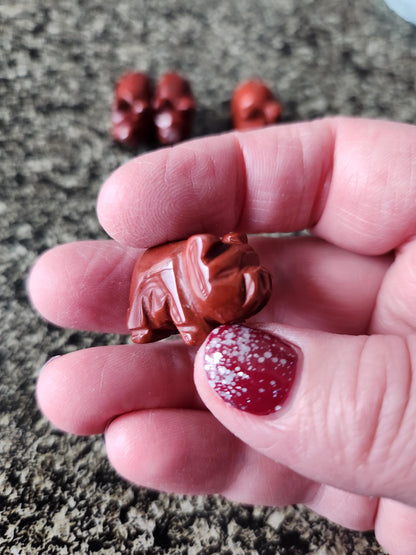 Mini Crystal Pig Figurine: Red Jasper or Dalmatian Jasper, One