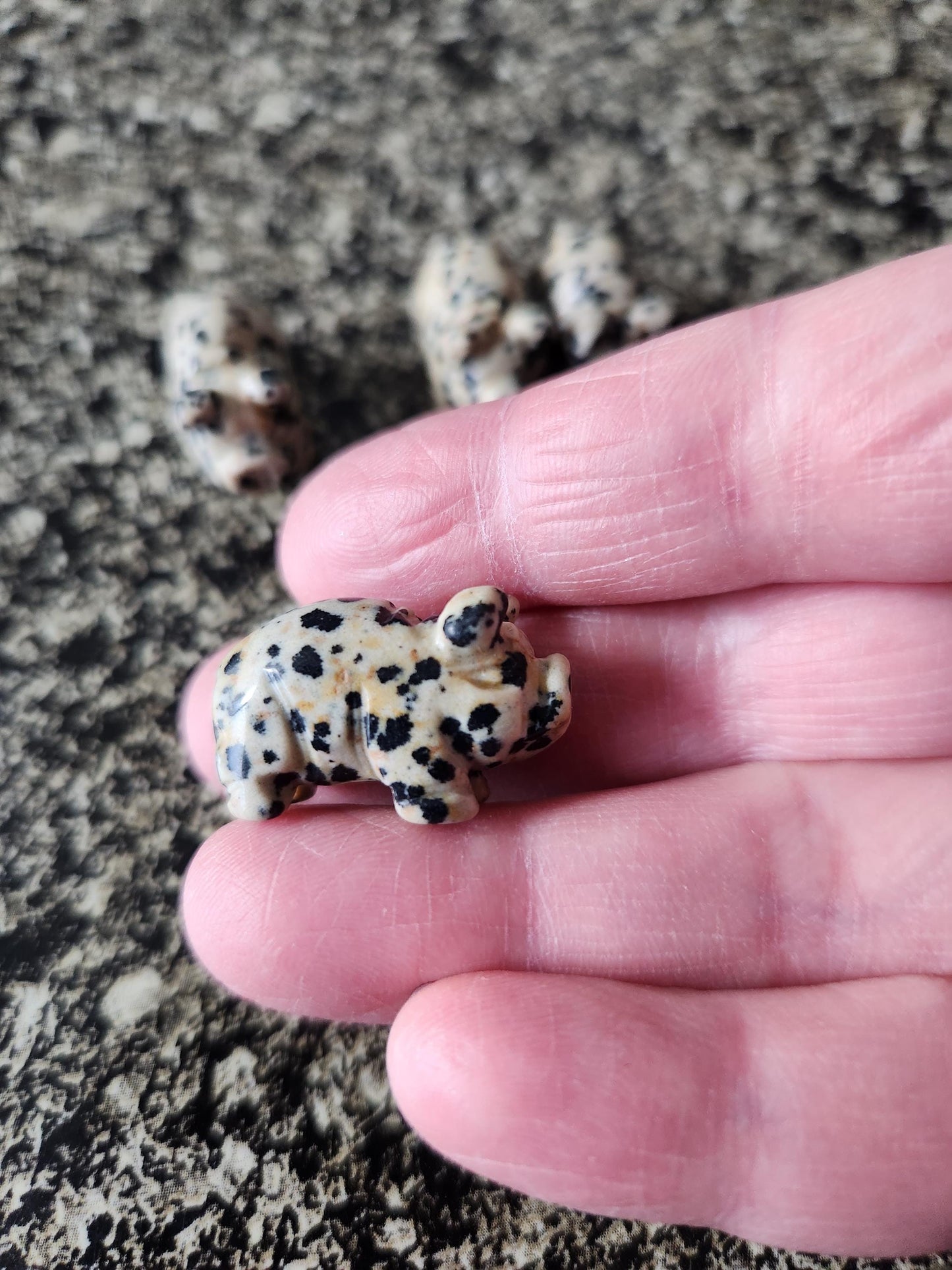Mini Crystal Pig Figurine: Red Jasper or Dalmatian Jasper, One