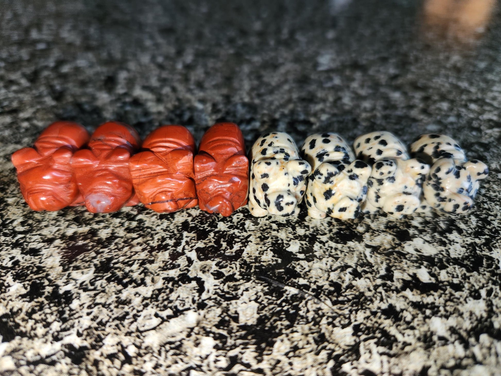 Mini Crystal Pig Figurine: Red Jasper or Dalmatian Jasper, One