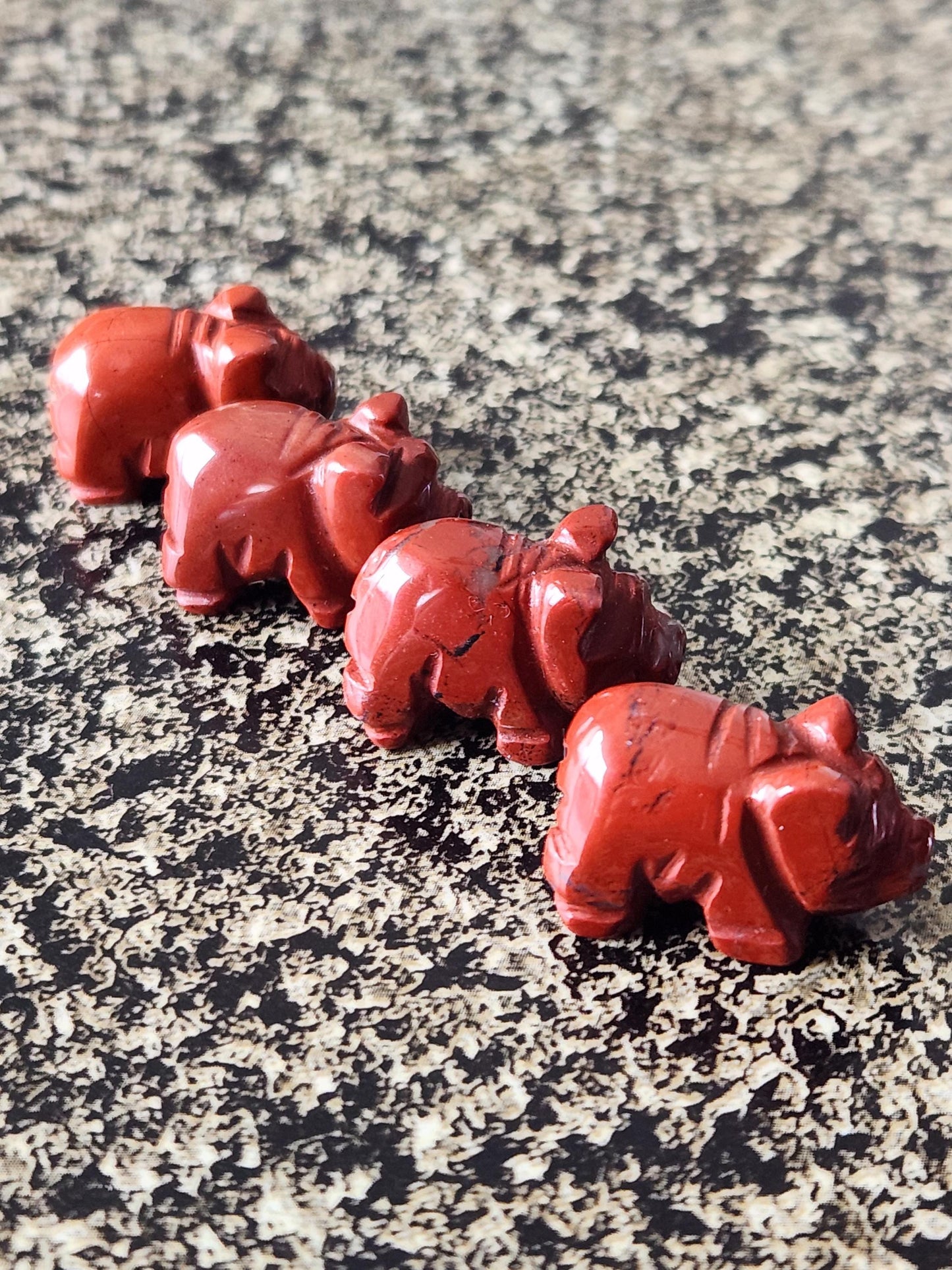 Mini Crystal Pig Figurine: Red Jasper or Dalmatian Jasper, One