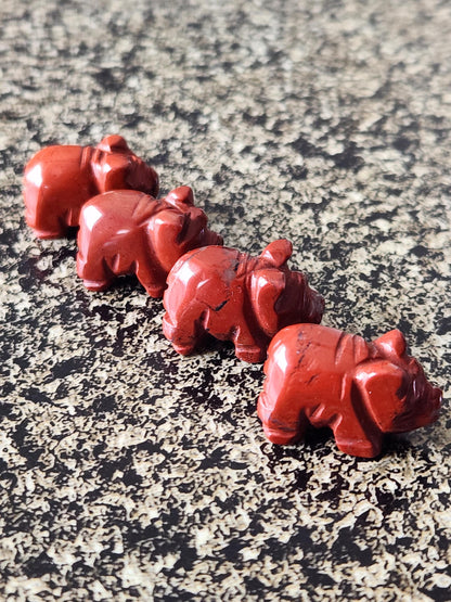 Mini Crystal Pig Figurine: Red Jasper or Dalmatian Jasper, One