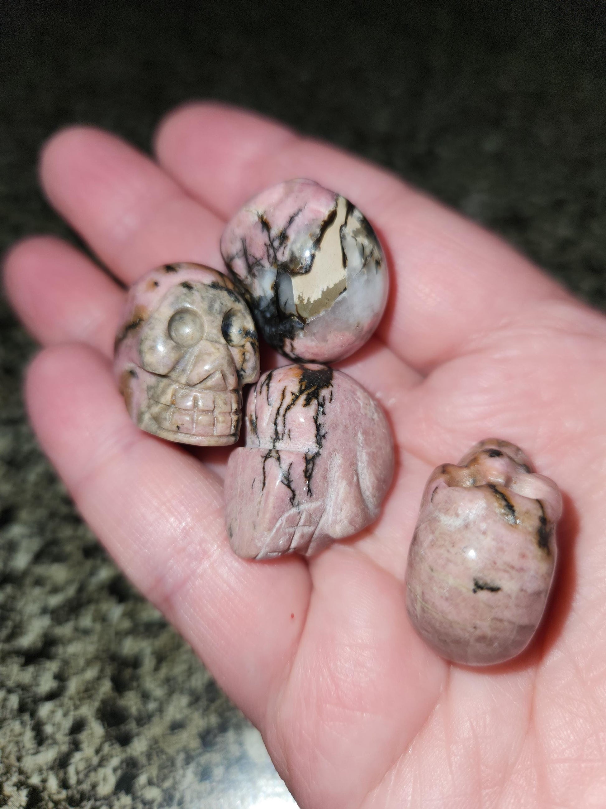 Unique Tiny Rhodonite Skull Crystal, 1 Mini Skull