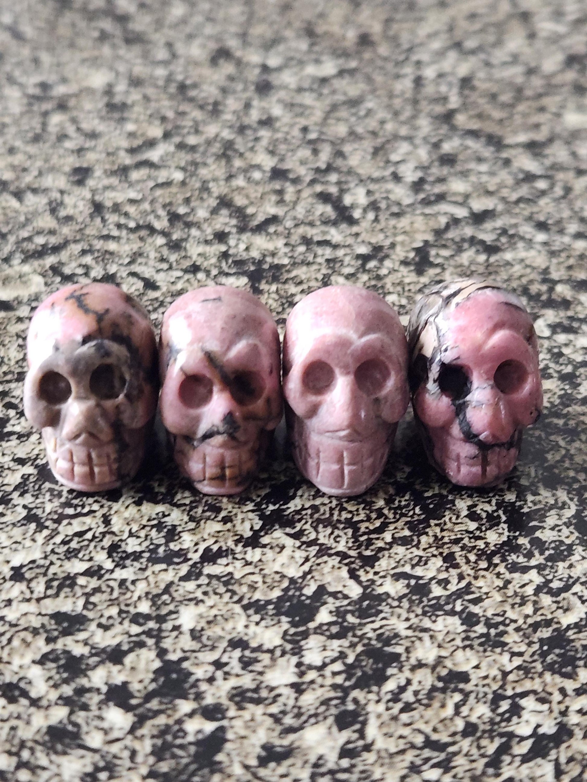 Unique Tiny Rhodonite Skull Crystal, 1 Mini Skull