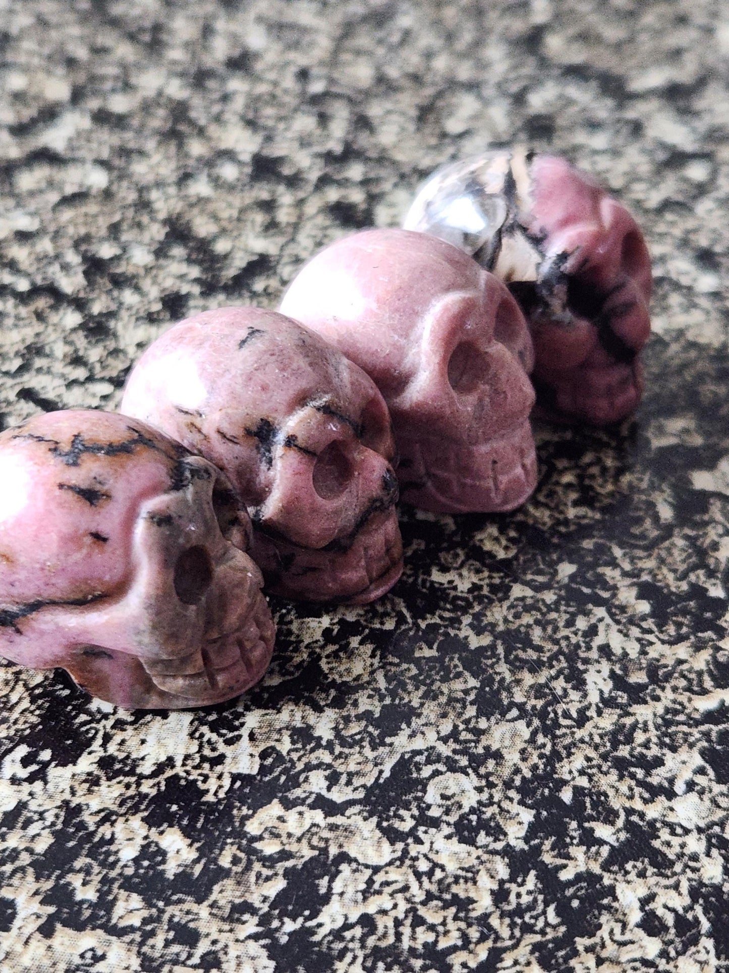 Unique Tiny Rhodonite Skull Crystal, 1 Mini Skull