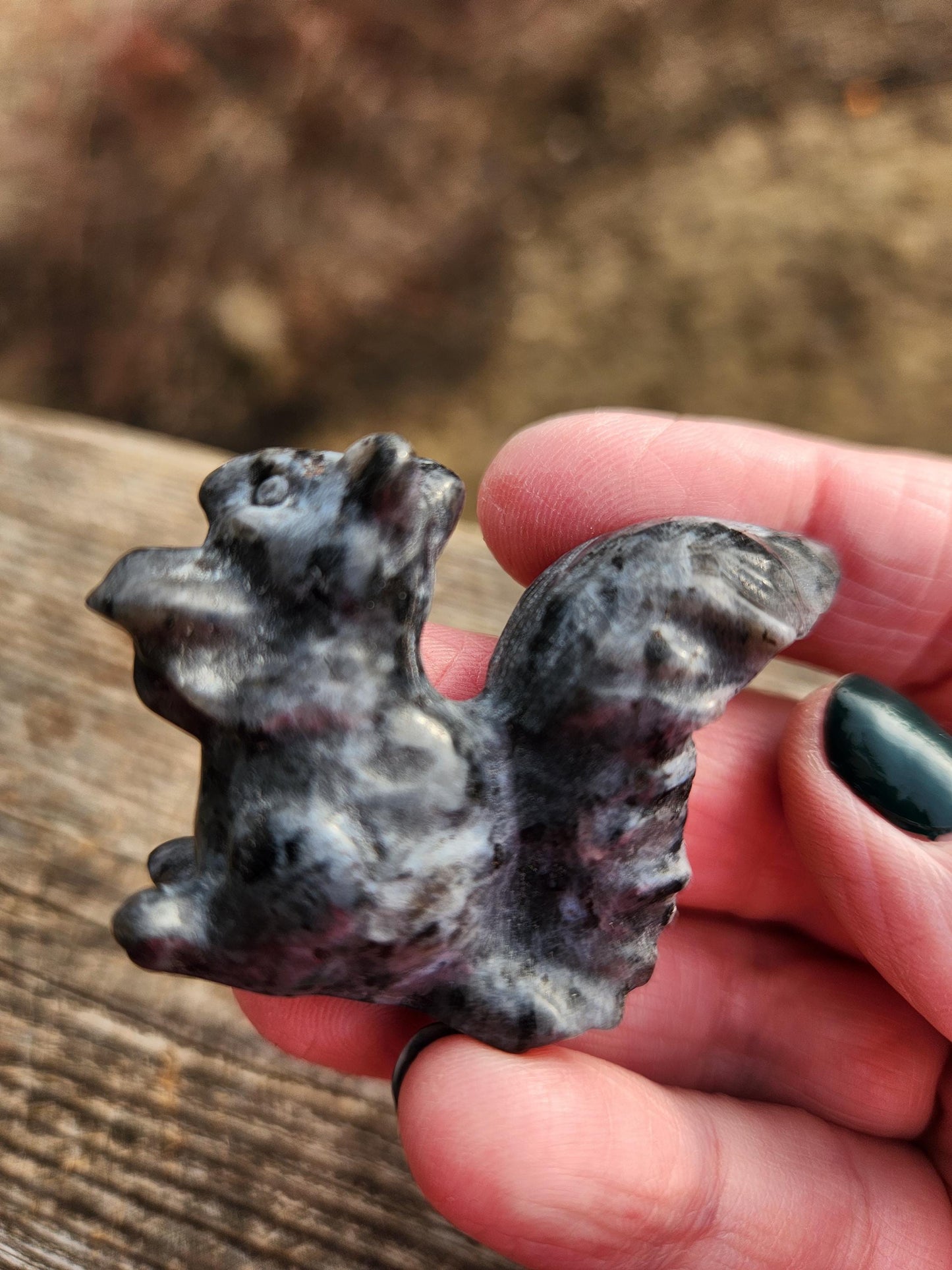 Labradorite Carved Squirrel: Natural Crystal Figurine, 1 Squirrel