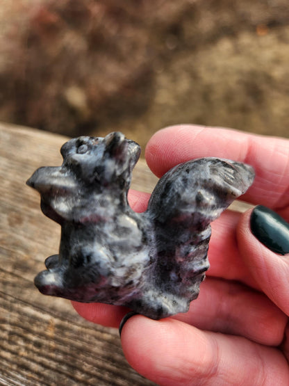 Labradorite Carved Squirrel: Natural Crystal Figurine, 1 Squirrel