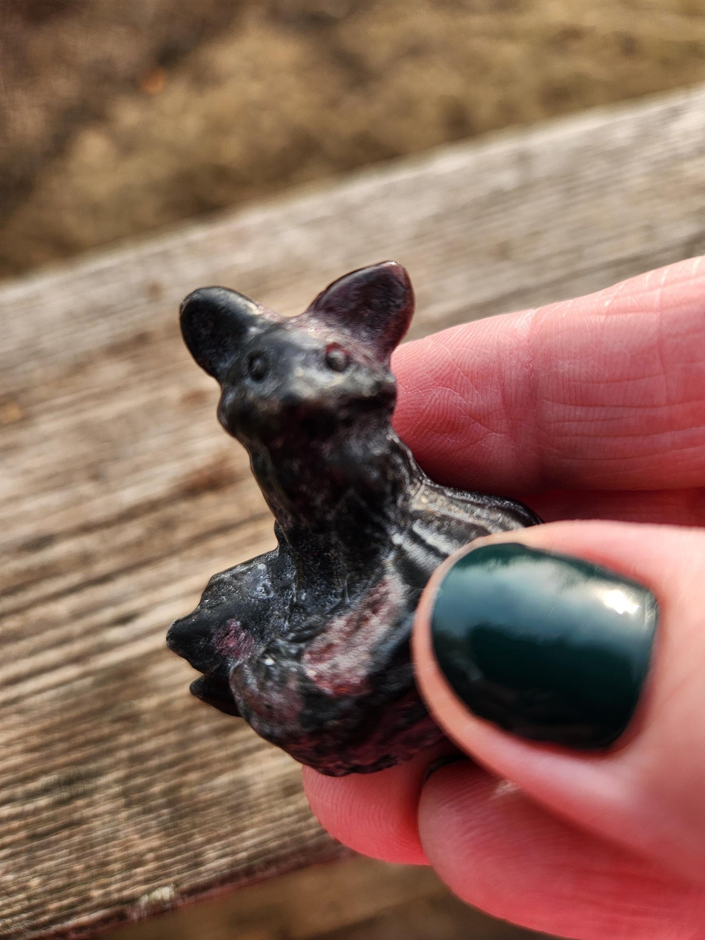 Unique Fox on a Log Mini Figure Crystal, Garnet Or Labradorite, 1 Fox