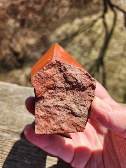 AAA Red Jasper Point: Polished Top, Natural Sides
