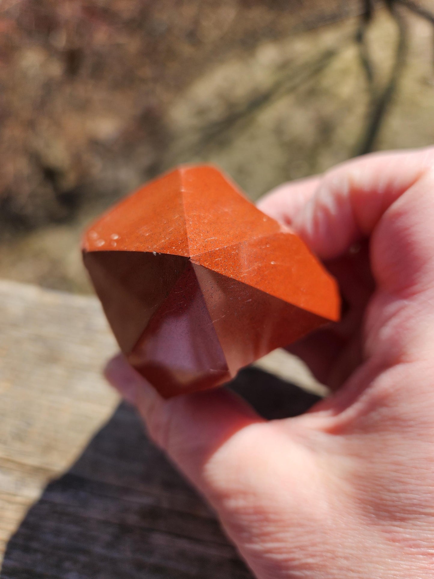 AAA Red Jasper Point: Polished Top, Natural Sides