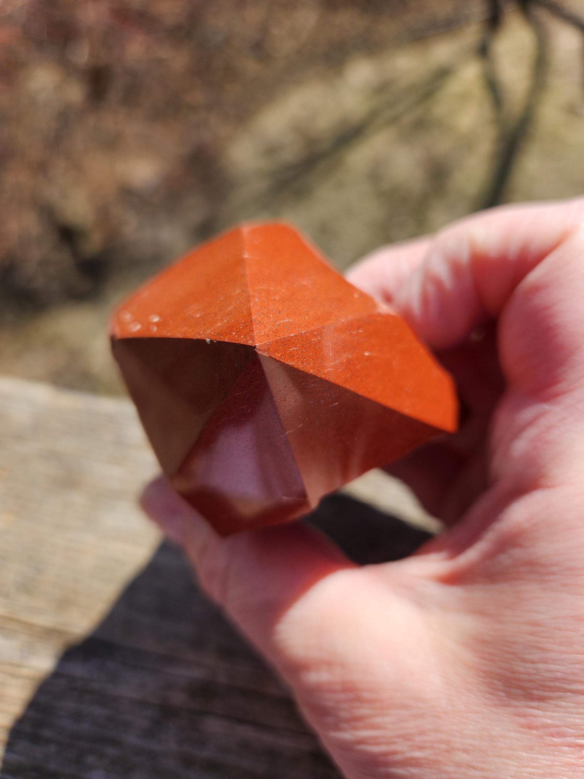 AAA Red Jasper Point: Polished Top, Natural Sides