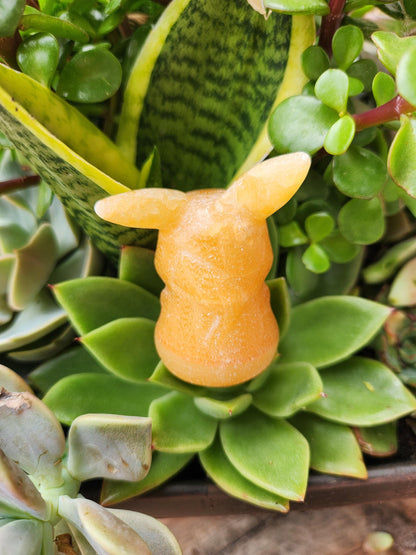 Super Cute Yellow Calcite Pikachu Natural Stone Crystal, Pokémon, Gift