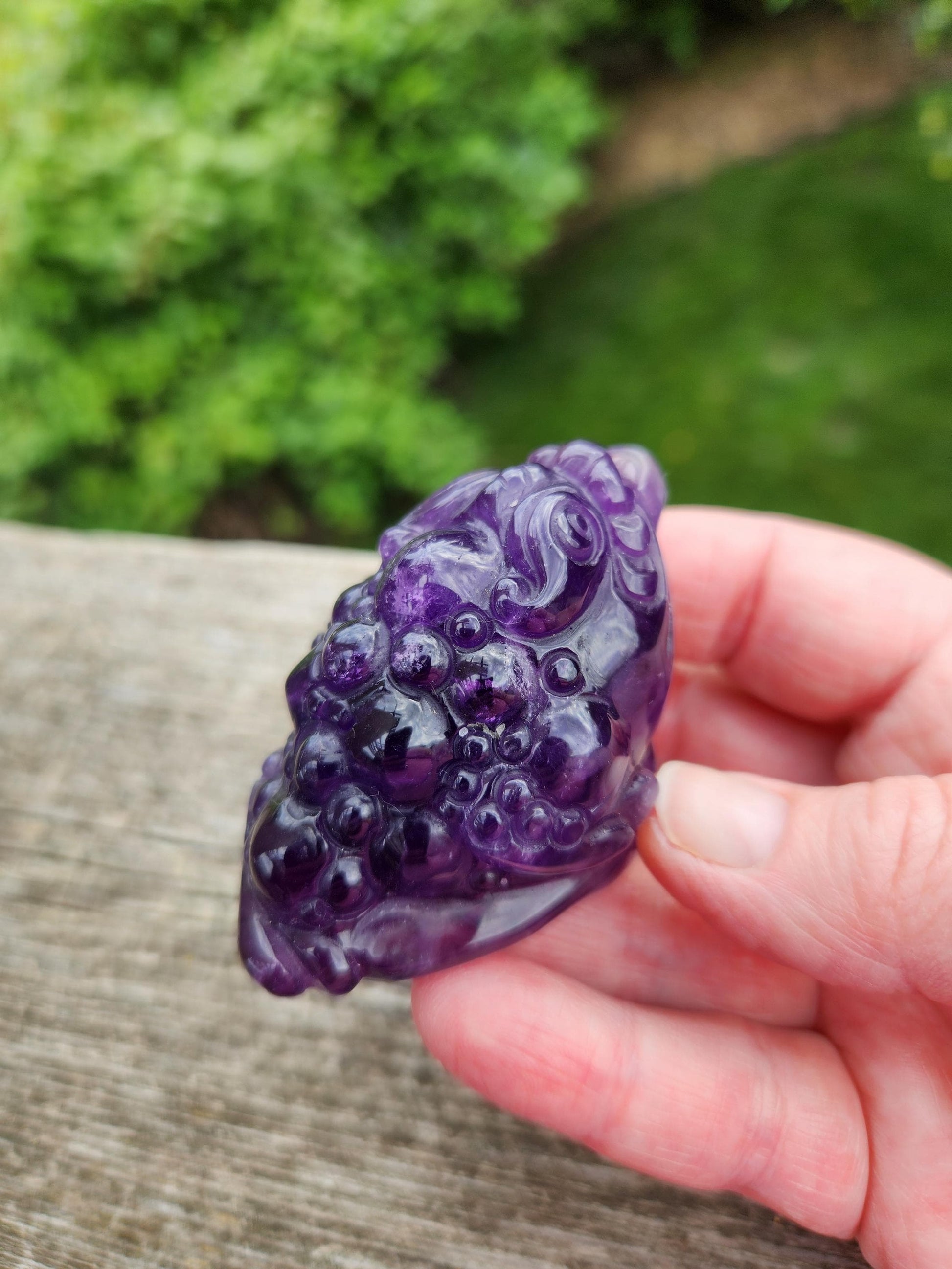 AAA Dark Ametrine Crystal Money Toad: Master Carved, All Natural