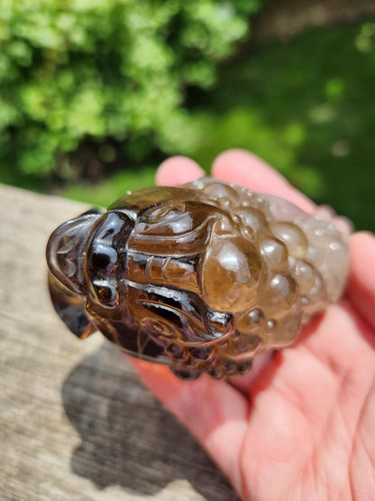 Smoky Quartz Money Toad: AAA Crystal Carving, Extra Large