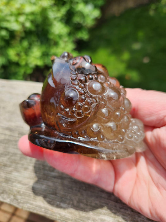 Gorgeous AAA Dark Smoky Quartz Crystal Money Toad All Natural, Extra Large, Unique, Light to Dark