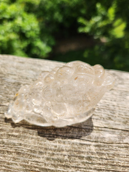Golden Healer Quartz AAA Money Toad with Rutile: Master Carved Crystal, Large