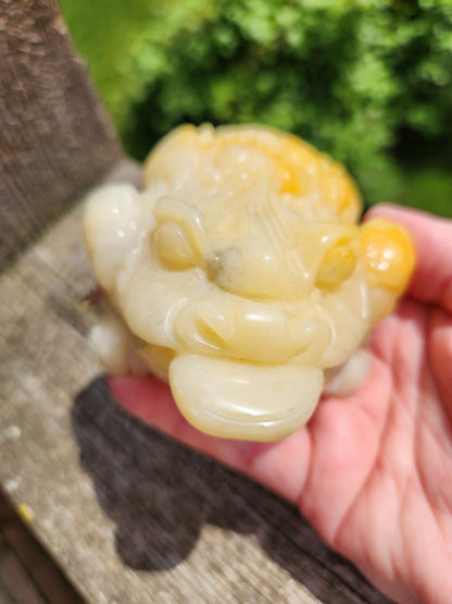 AAA Yellow Aventurine Crystal Money Toad: Master Carved, Extra Large