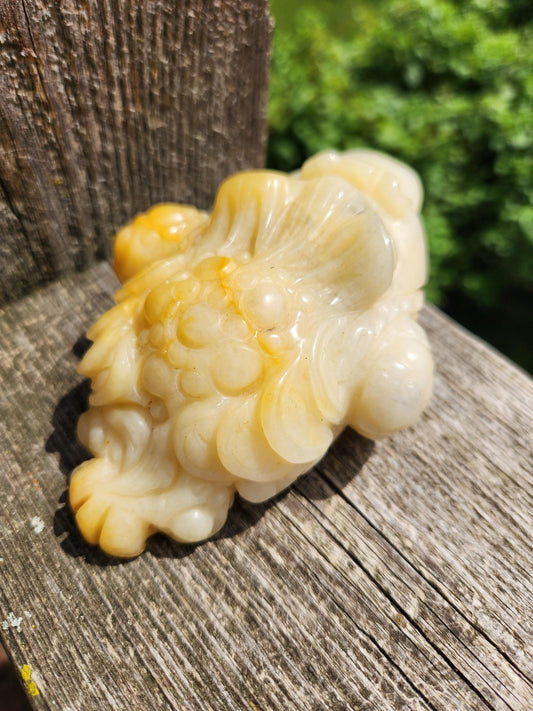 Gorgeous AAA Yellow Aventurine Crystal Money Toad All Natural, Extra Large, So Rare!