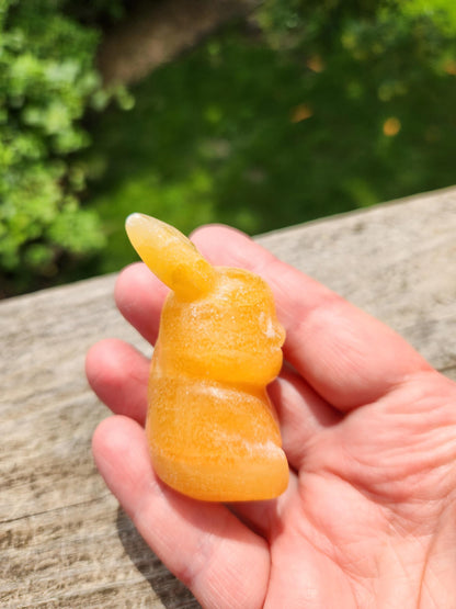 Super Cute Yellow Calcite Pikachu Natural Stone Crystal, Pokémon, Gift