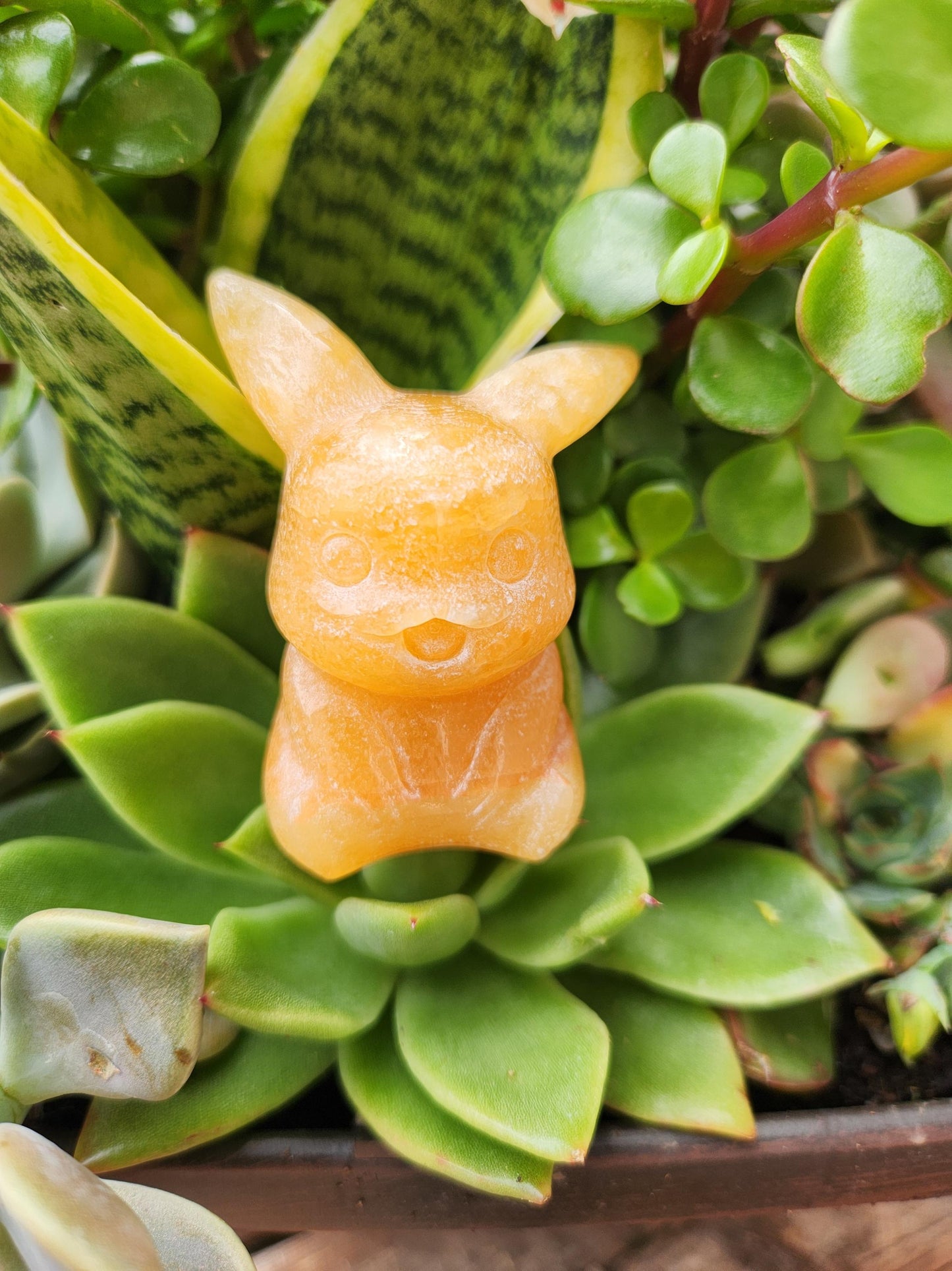 Super Cute Yellow Calcite Pikachu Natural Stone Crystal, Pokémon, Gift