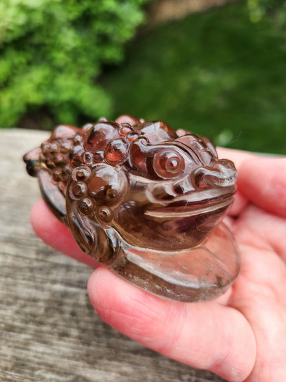 Smoky Quartz Money Toad: AAA Crystal Carving