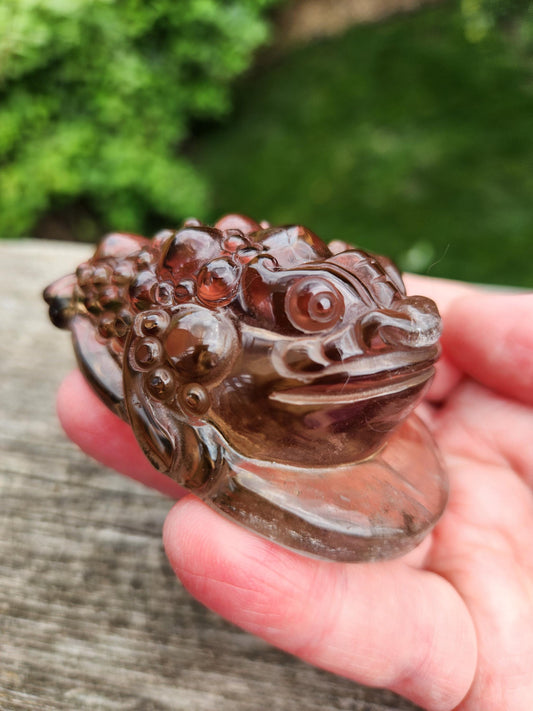 Gorgeous AAA Dark Smoky Quartz Crystal Money Toad All Natural