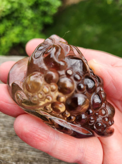 Smoky Quartz Money Toad: AAA Crystal Carving