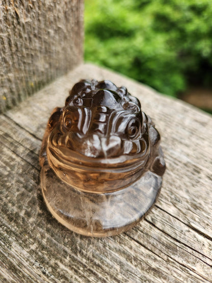 Smoky Quartz Money Toad: AAA Crystal Carving