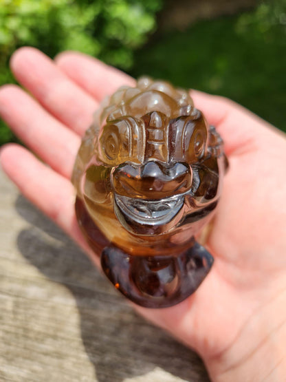 Smoky Quartz Money Toad: AAA Crystal Carving, Extra Large