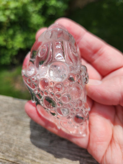 Clear Quartz Crystal Money Toad: Hand Carved Feng Shui Decor, Super Clear