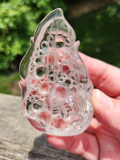 Clear Quartz Crystal Money Toad: Hand Carved Feng Shui Decor, Super Clear