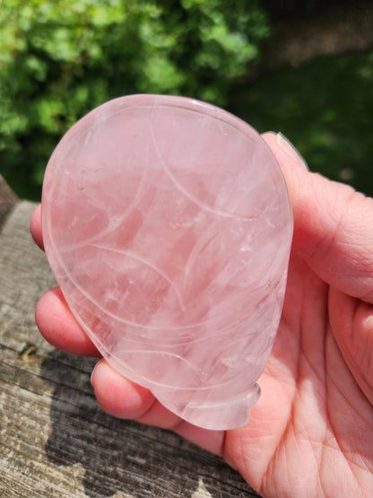 Rose Quartz Money Toad with Golden Healer Crystal Carving