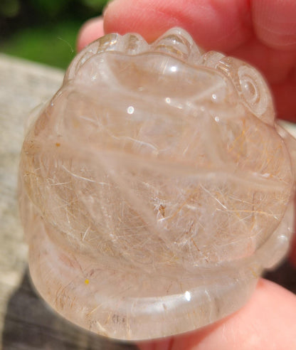 Golden Healer Quartz AAA Money Toad with Rutile: Master Carved Crystal, Large