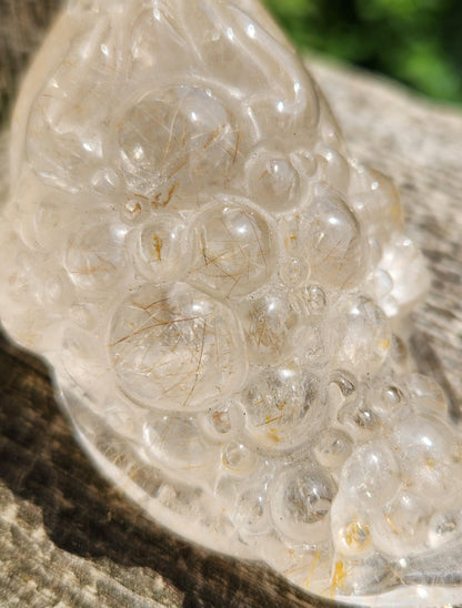 Golden Healer Quartz AAA Money Toad with Rutile: Master Carved Crystal, Large