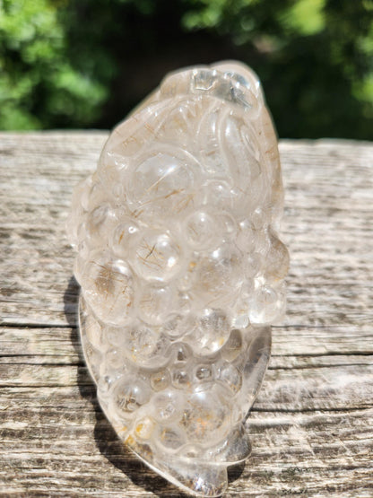 Golden Healer Quartz AAA Money Toad with Rutile: Master Carved Crystal, Large