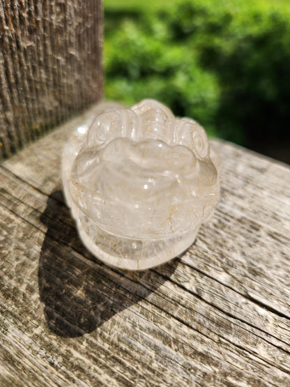 Golden Healer Quartz AAA Money Toad with Rutile: Master Carved Crystal, Large