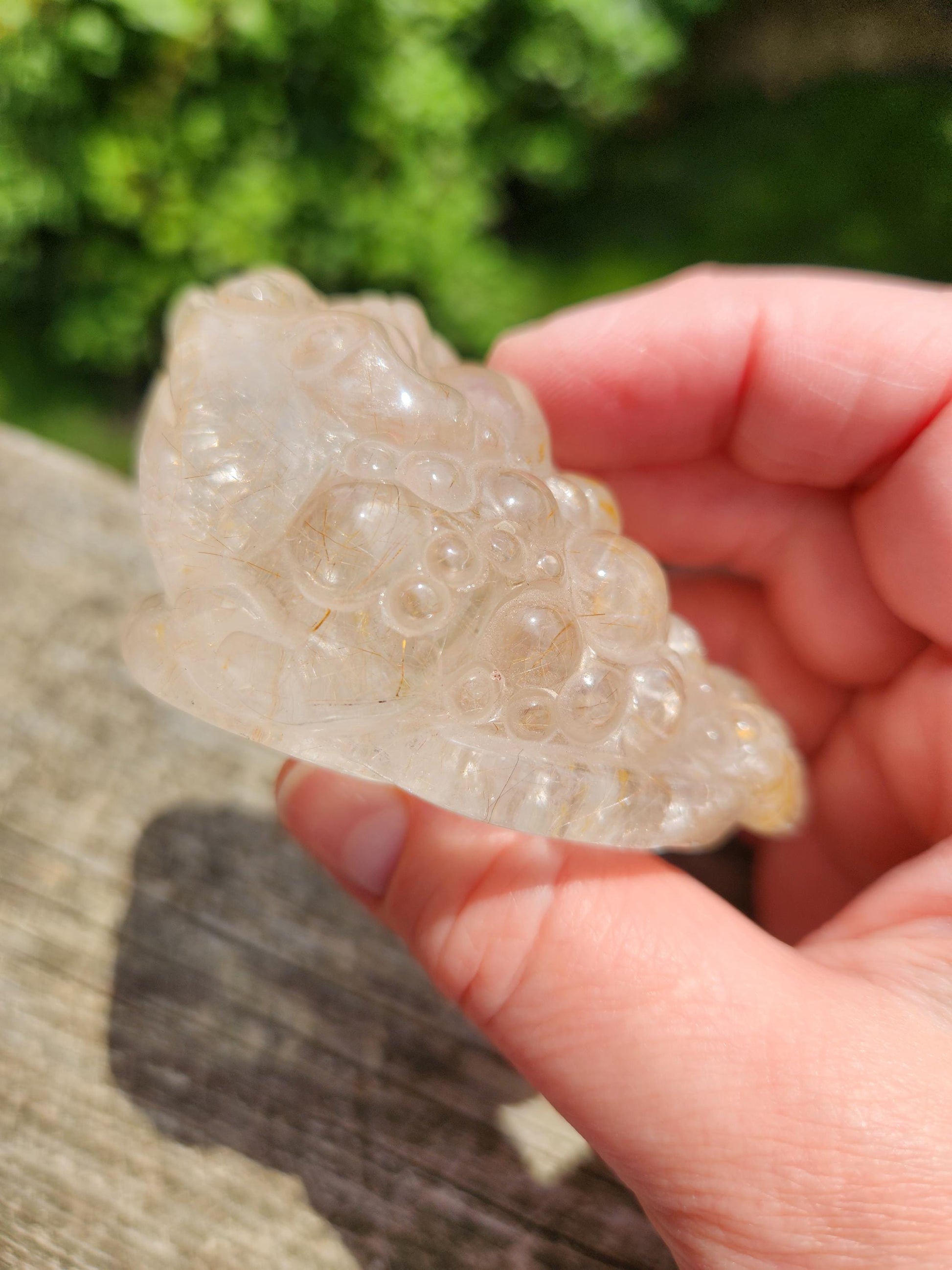 Golden Healer Quartz AAA Money Toad with Rutile: Master Carved Crystal, Large