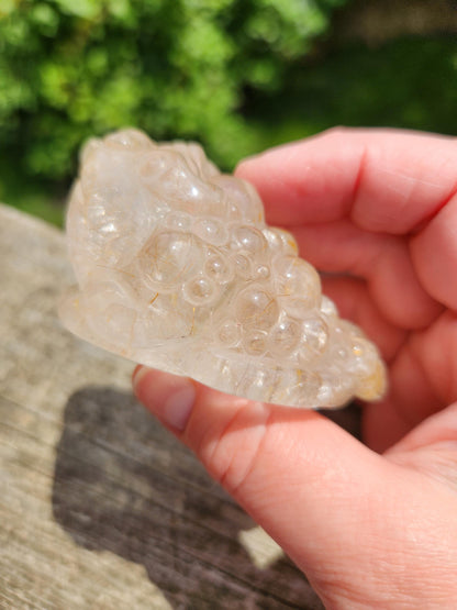 Golden Healer Quartz AAA Money Toad with Rutile: Master Carved Crystal, Large