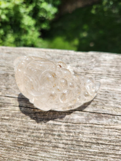 Golden Healer Quartz AAA Money Toad with Rutile: Master Carved Crystal, Large