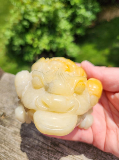 AAA Yellow Aventurine Crystal Money Toad: Master Carved, Extra Large