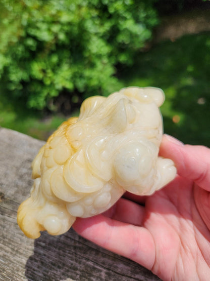 AAA Yellow Aventurine Crystal Money Toad: Master Carved, Extra Large