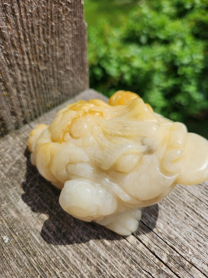 AAA Yellow Aventurine Crystal Money Toad: Master Carved, Extra Large