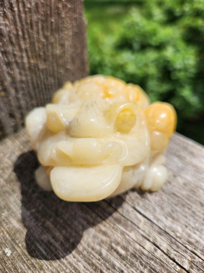 AAA Yellow Aventurine Crystal Money Toad: Master Carved, Extra Large