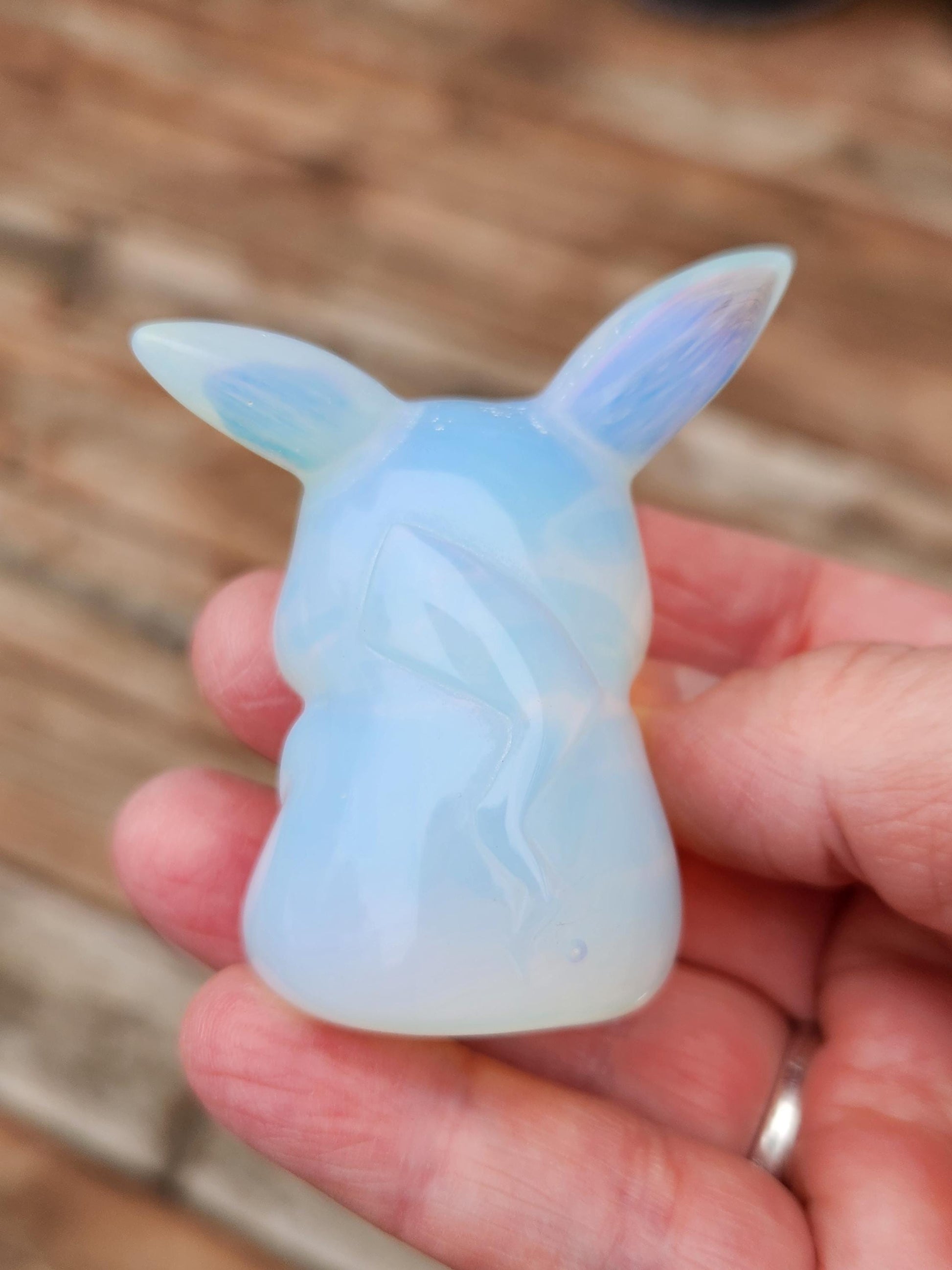 Opalite Pikachu Figurine: High Polish Crystal Carving