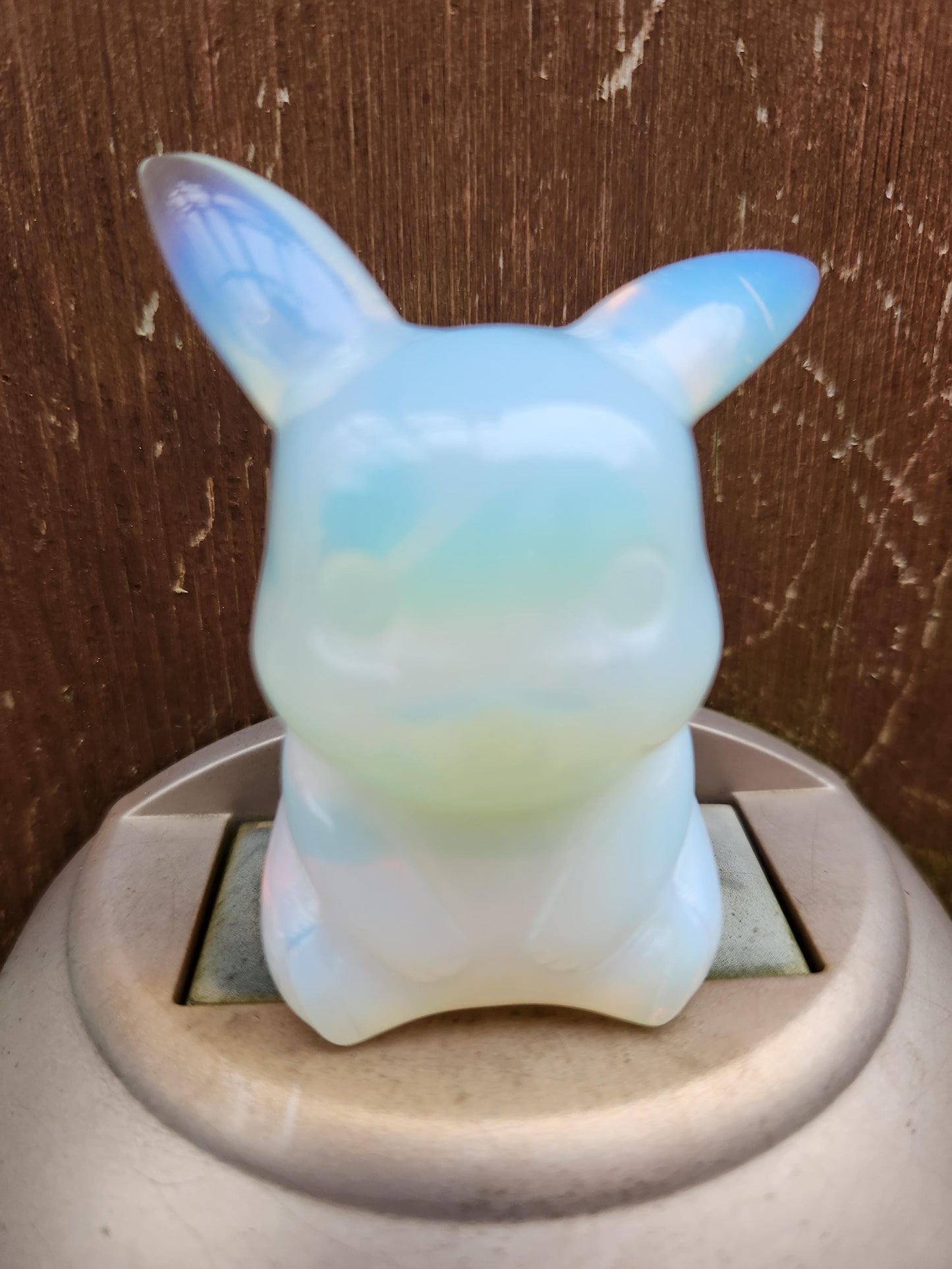 Opalite Pikachu Figurine: High Polish Crystal Carving
