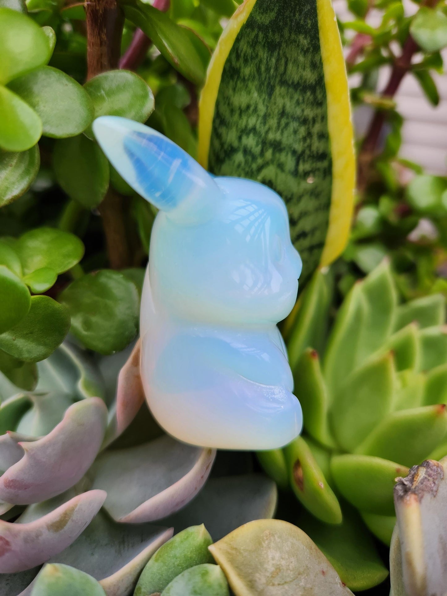 Opalite Pikachu Figurine: High Polish Crystal Carving