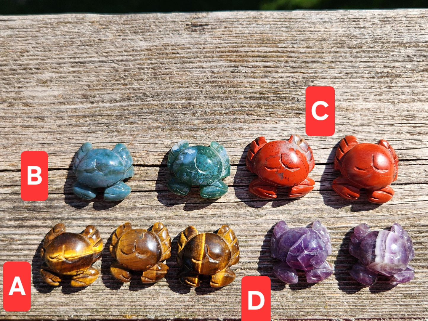 Mini Crystal Crab: Tiger Eye, Jasper, Agate, or Amethyst, One